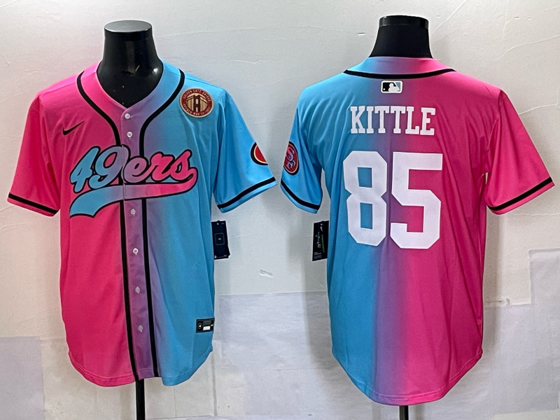 Men 2025 San Francisco 49ers #85 Kittle Pink Blue pink Nike Limited NFL Jersey 008->san francisco 49ers->NFL Jersey